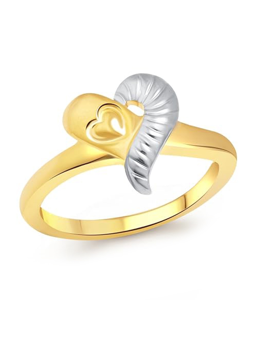 

Vighnaharta Gold-Plated & Rhodium-Plated Heart Shaped Finger Ring