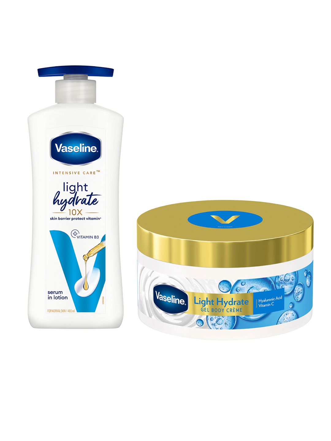 

Vaseline Light Hydration Combo - Superlight Serum In Lotion 400ml & Gel Body Creme 180 g, White