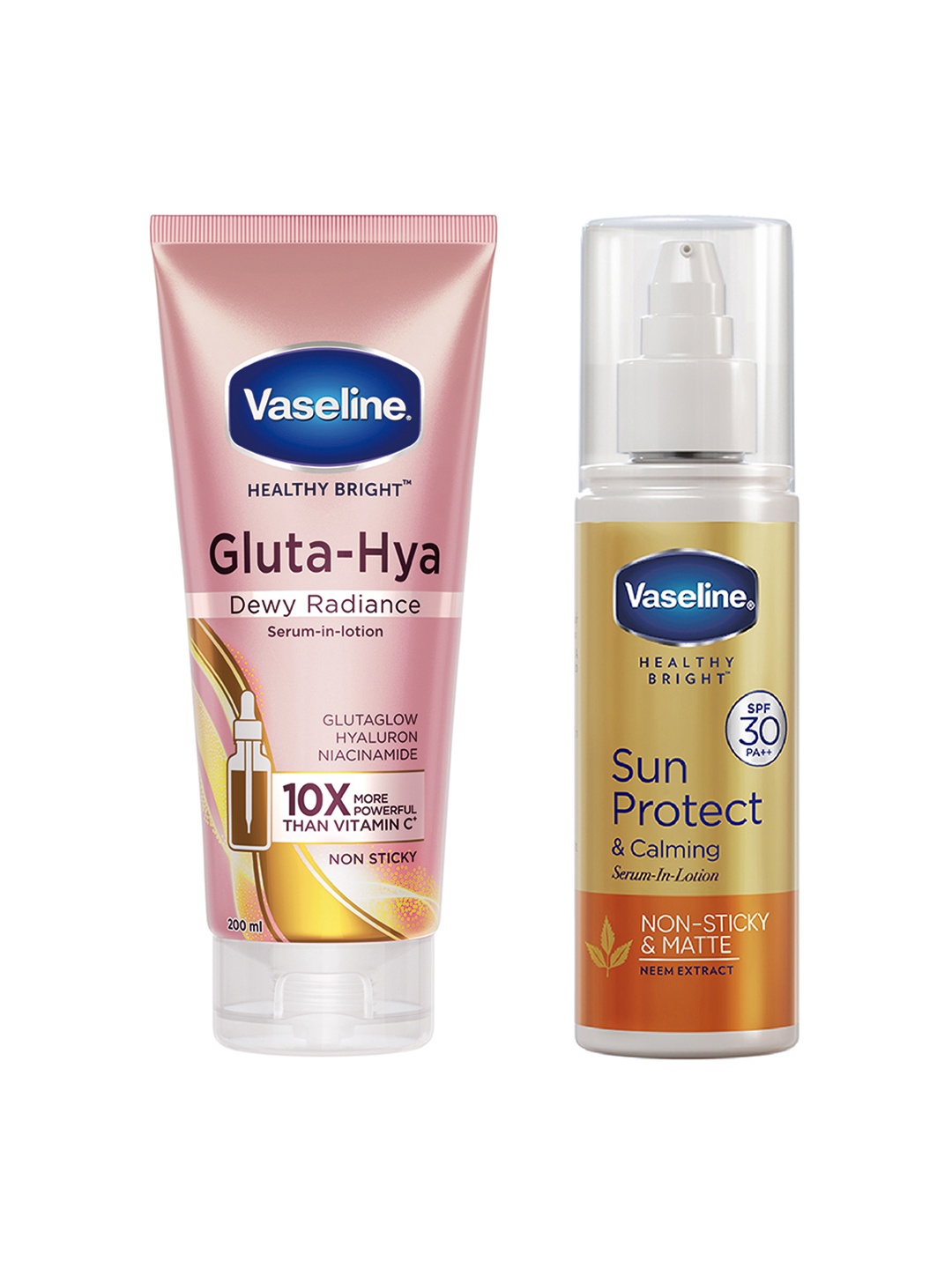 

Vaseline Glowing & Sun Protected Skin Combo - Gluta Hya & Sun Protect Serum-In-Lotion, Pink