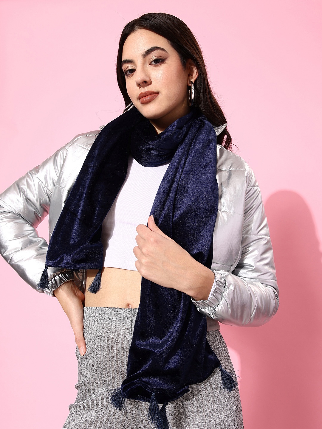 

ANVI Be Yourself Velvet Muffler, Navy blue