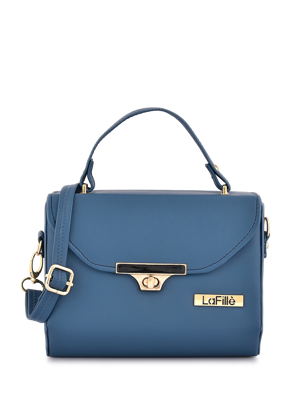 

LaFille Blue PU Structured Satchel Bag
