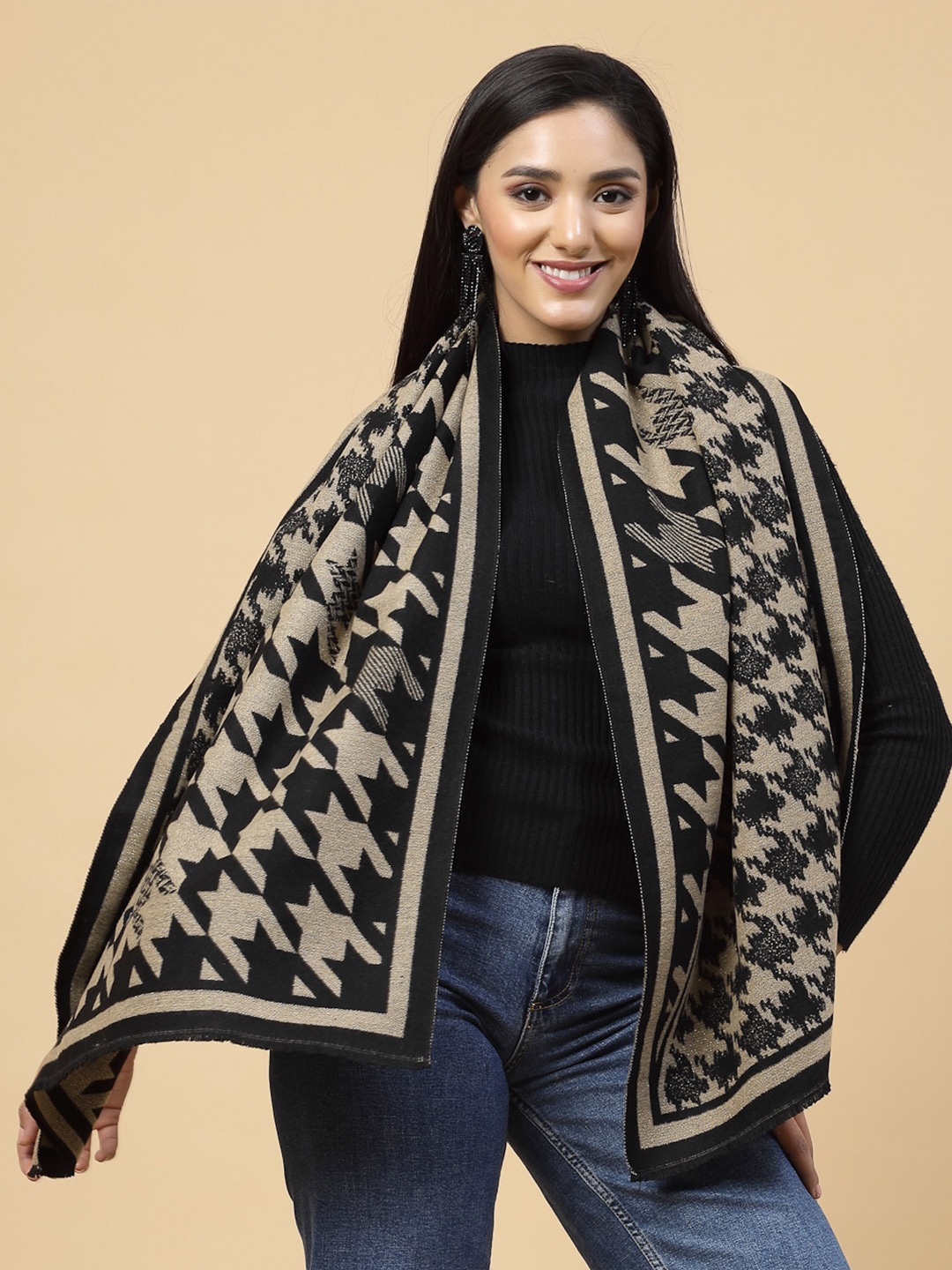 

Mafadeny Geometric Printed Stole, Beige
