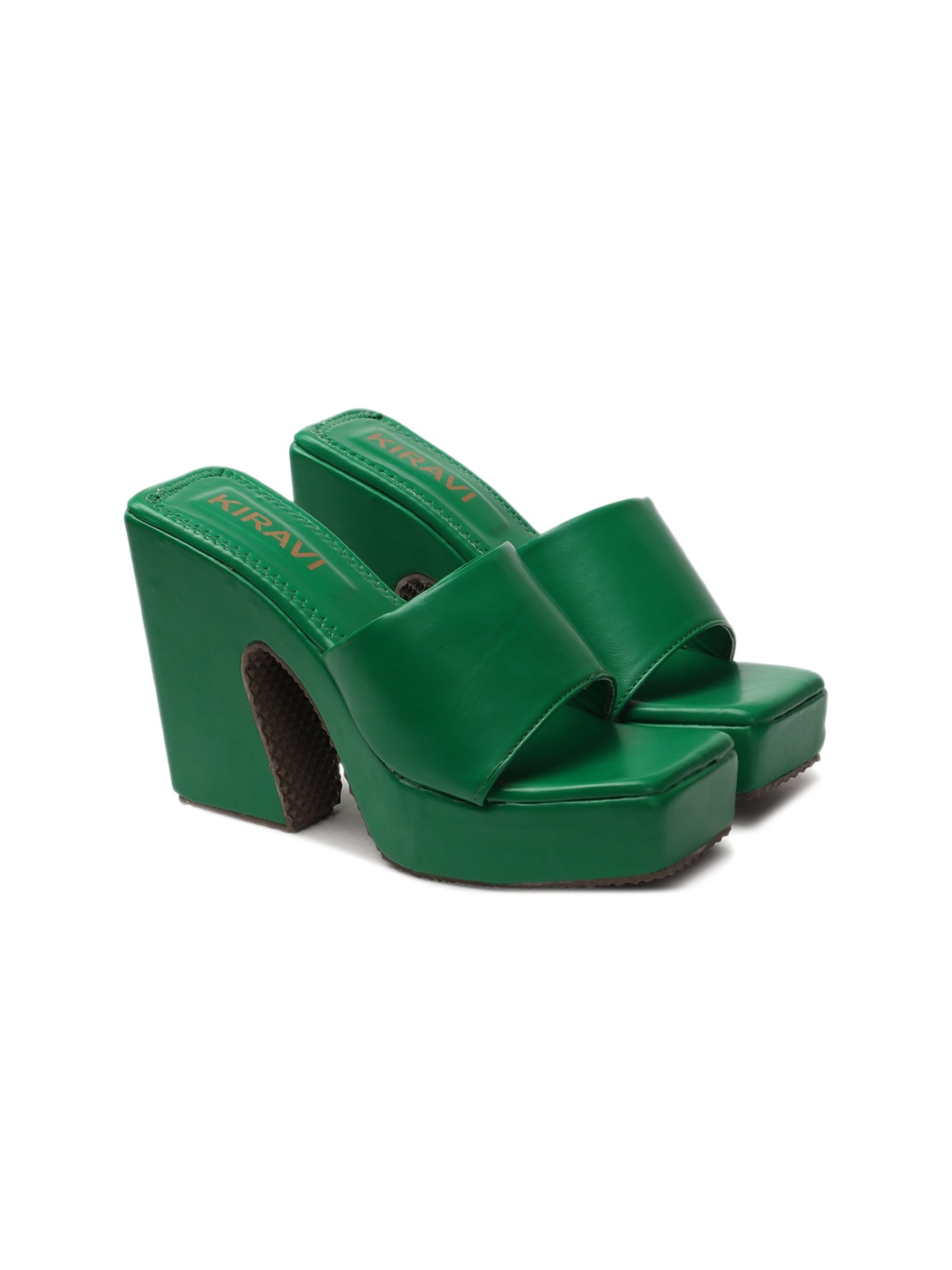 

KIRAVI Open Toe Platform Heels, Green