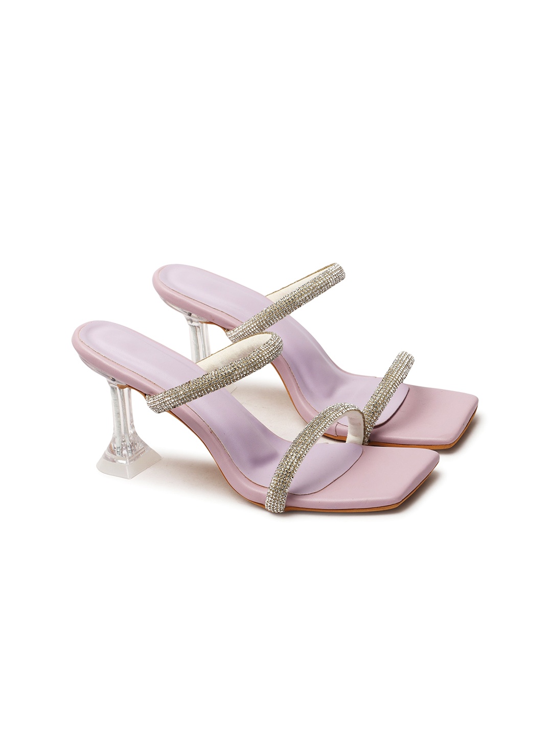 

KIRAVI Embellished Double Strap Block Heels, Purple