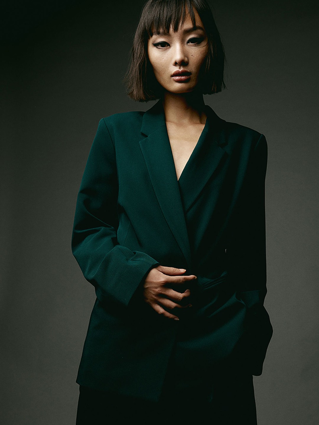 

H&M Double-Breasted Blazer, Green