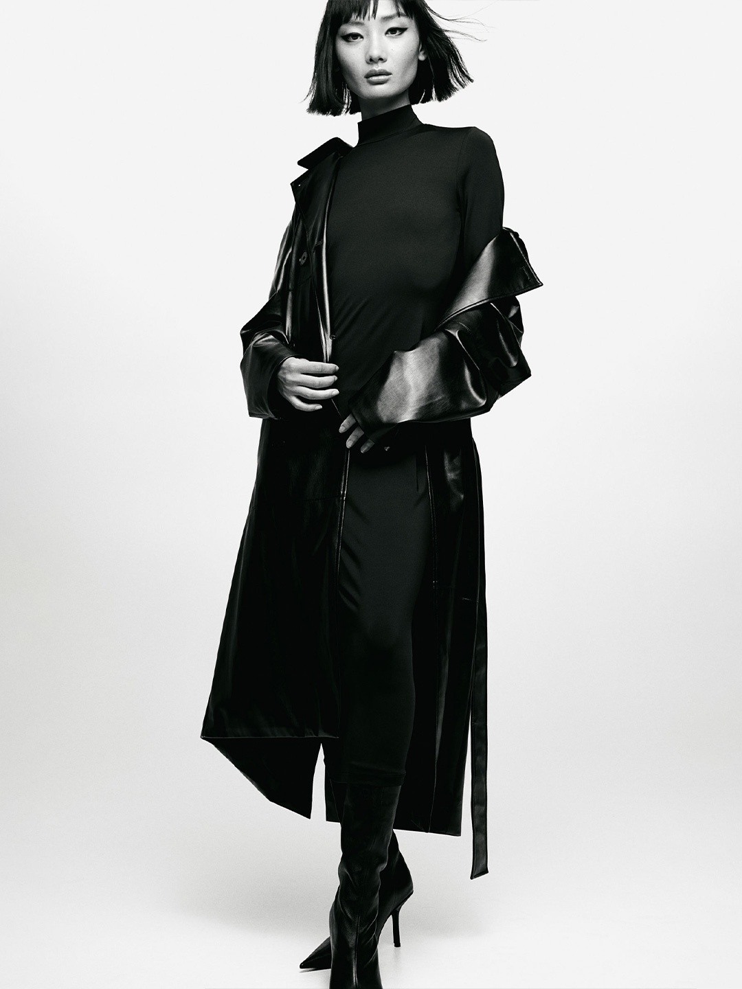 

H&M Stand-Up Collar Dress, Black