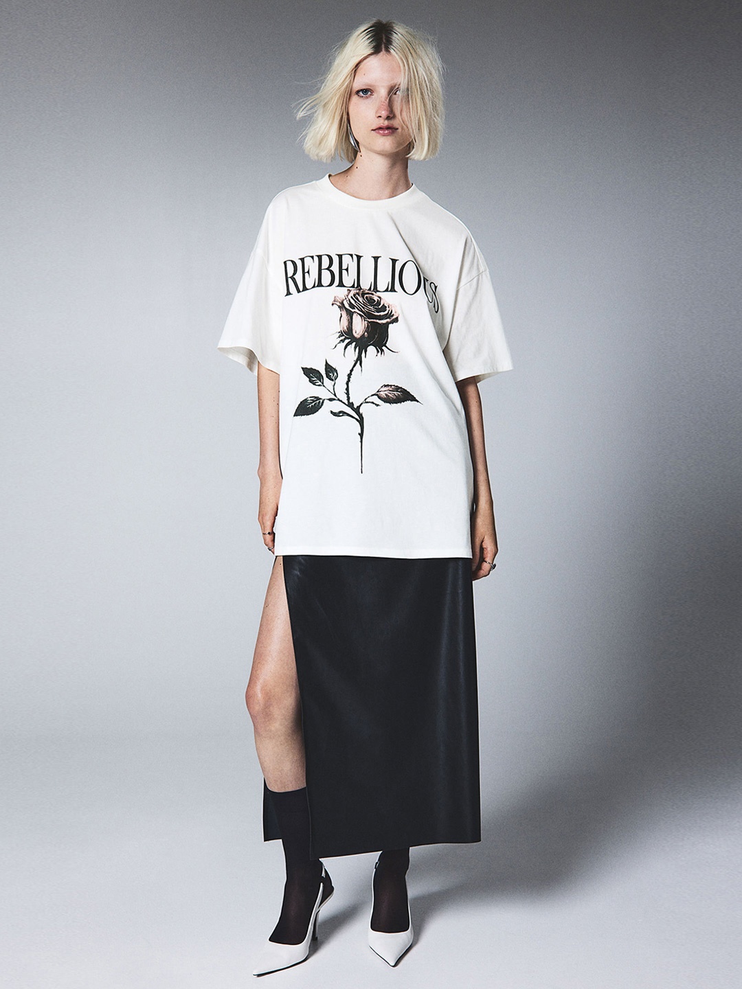 

H&M Oversized Printed T-Shirt, White