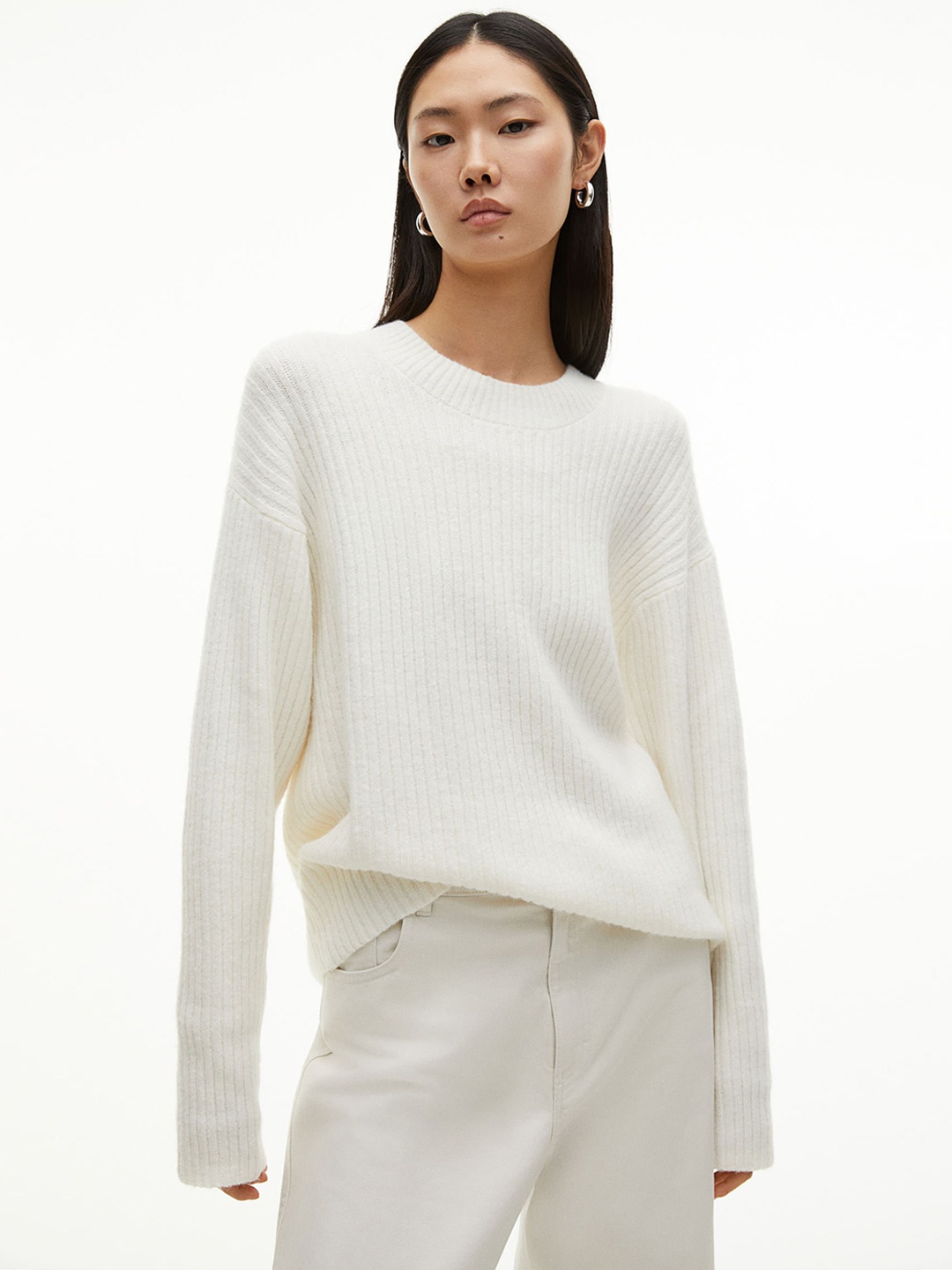 

H&M Rib-Knit Jumper, White