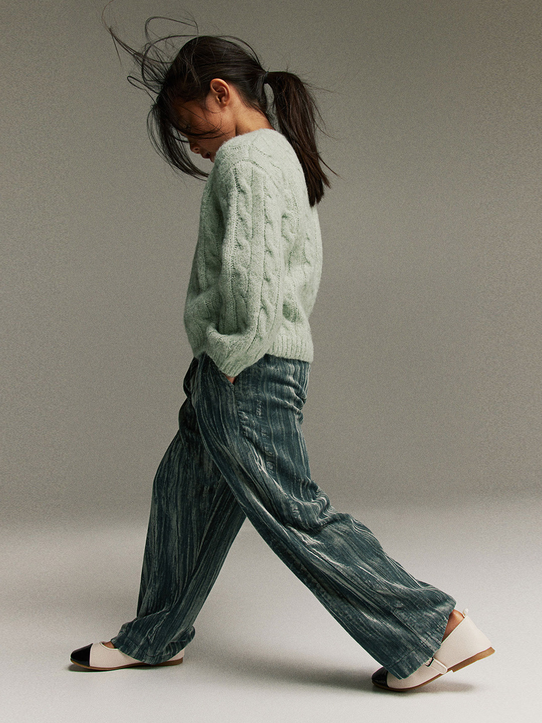 

H&M Girls Cable-Knit Jumper, Green