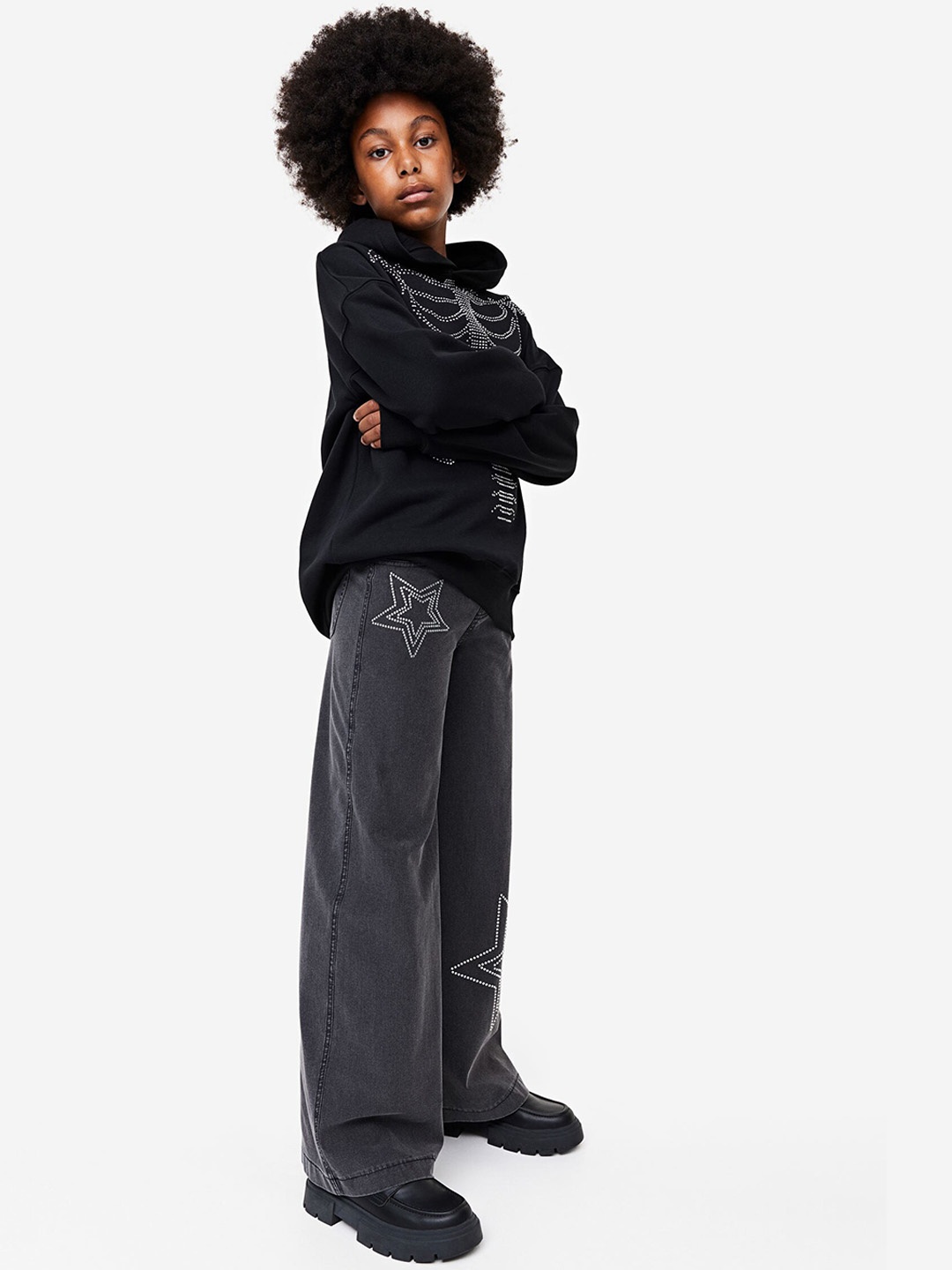 

H&M Girls Wide Leg Trousers, Grey