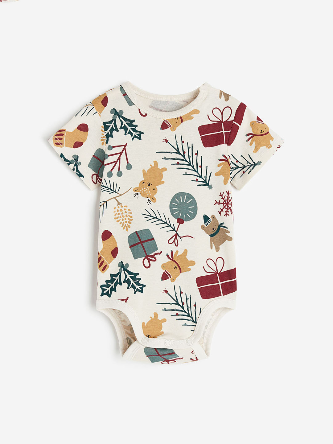 

H&M Infant Girls Short-Sleeved Bodysuit, Beige