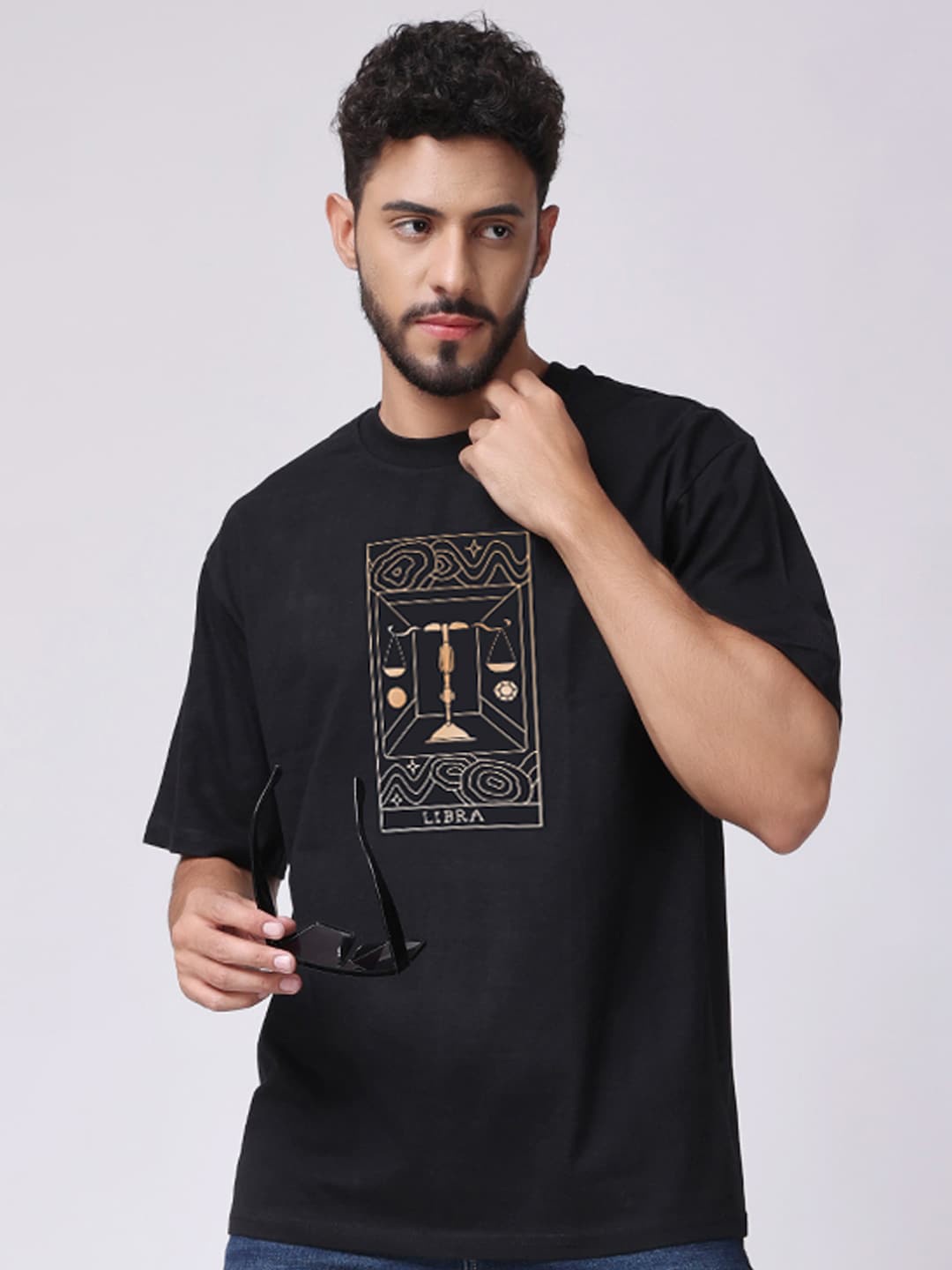 

The Label Bar Graphic Printed Cotton Oversized T-shirt, Black