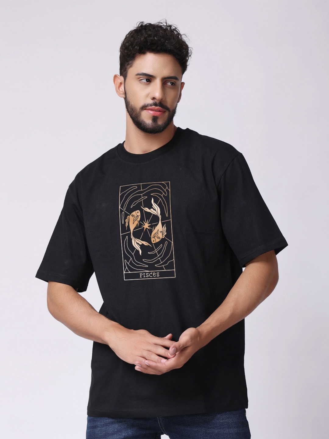 

The Label Bar Printed Cotton Oversized T-shirt, Black