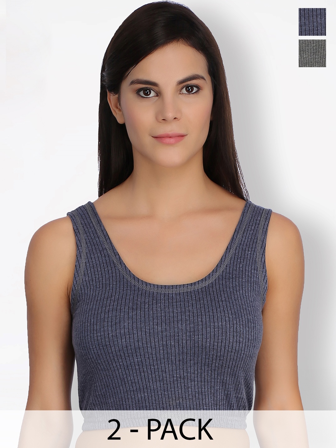 

SELFCARE Pack Of 2 Breathable Crop Thermal Tops, Blue