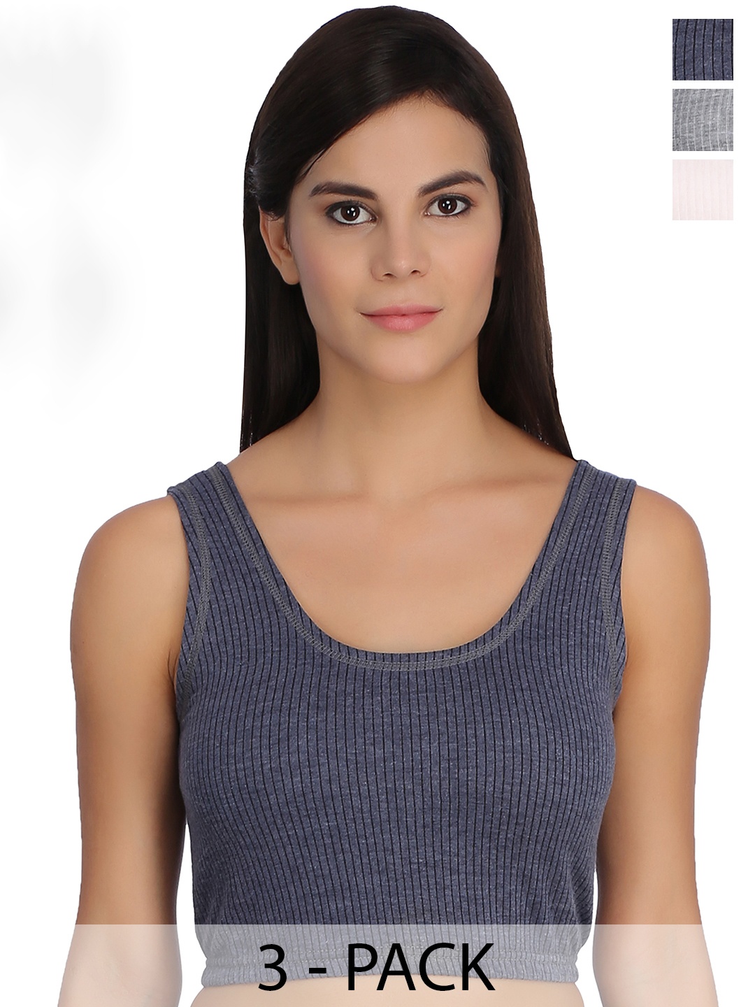 

SELFCARE Women Pack Of 3 Breathable Thermal Tops, Blue