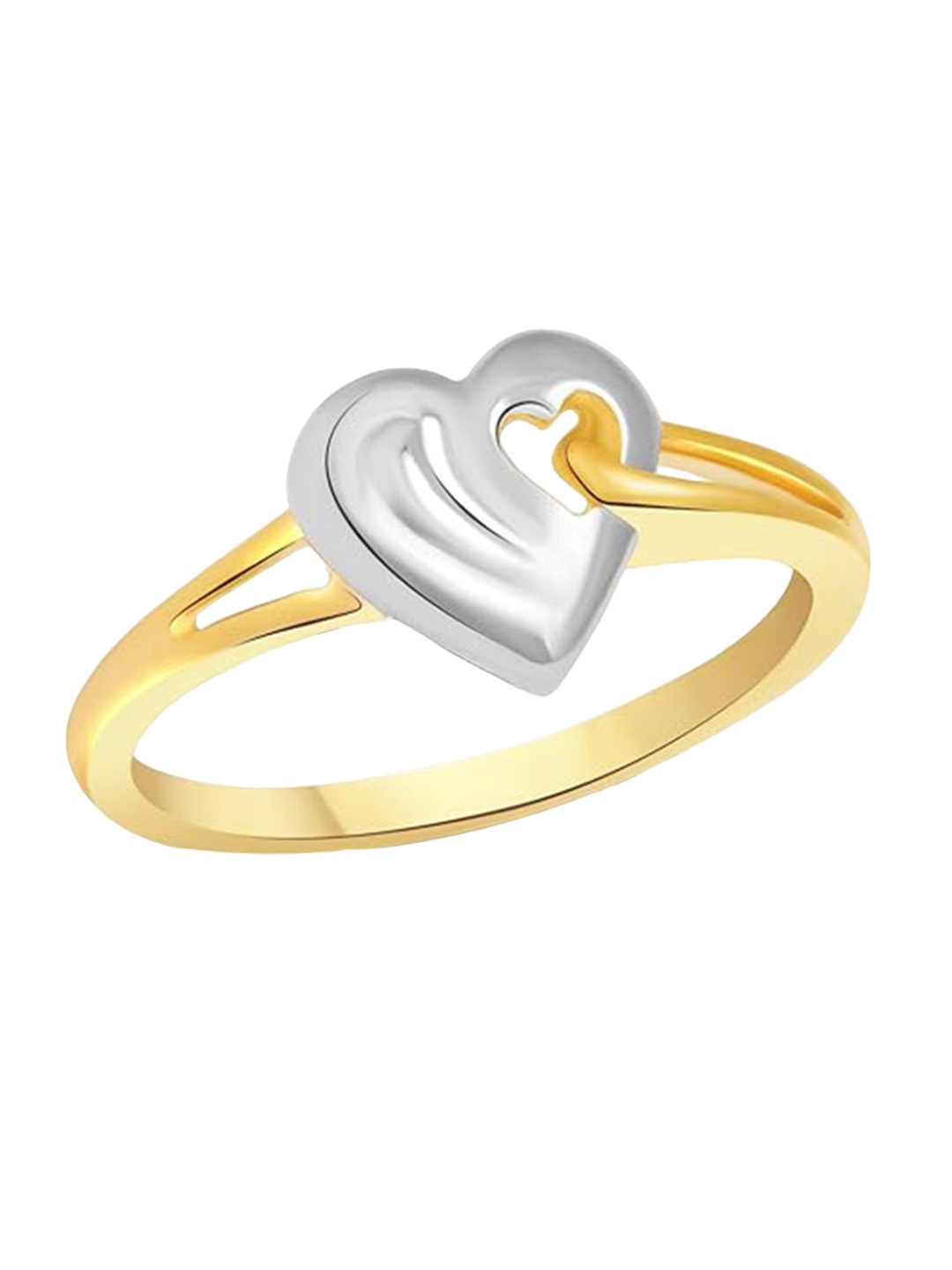 

Vighnaharta Gold-Plated & Rhodium-Plated Heart Shaped Finger Ring