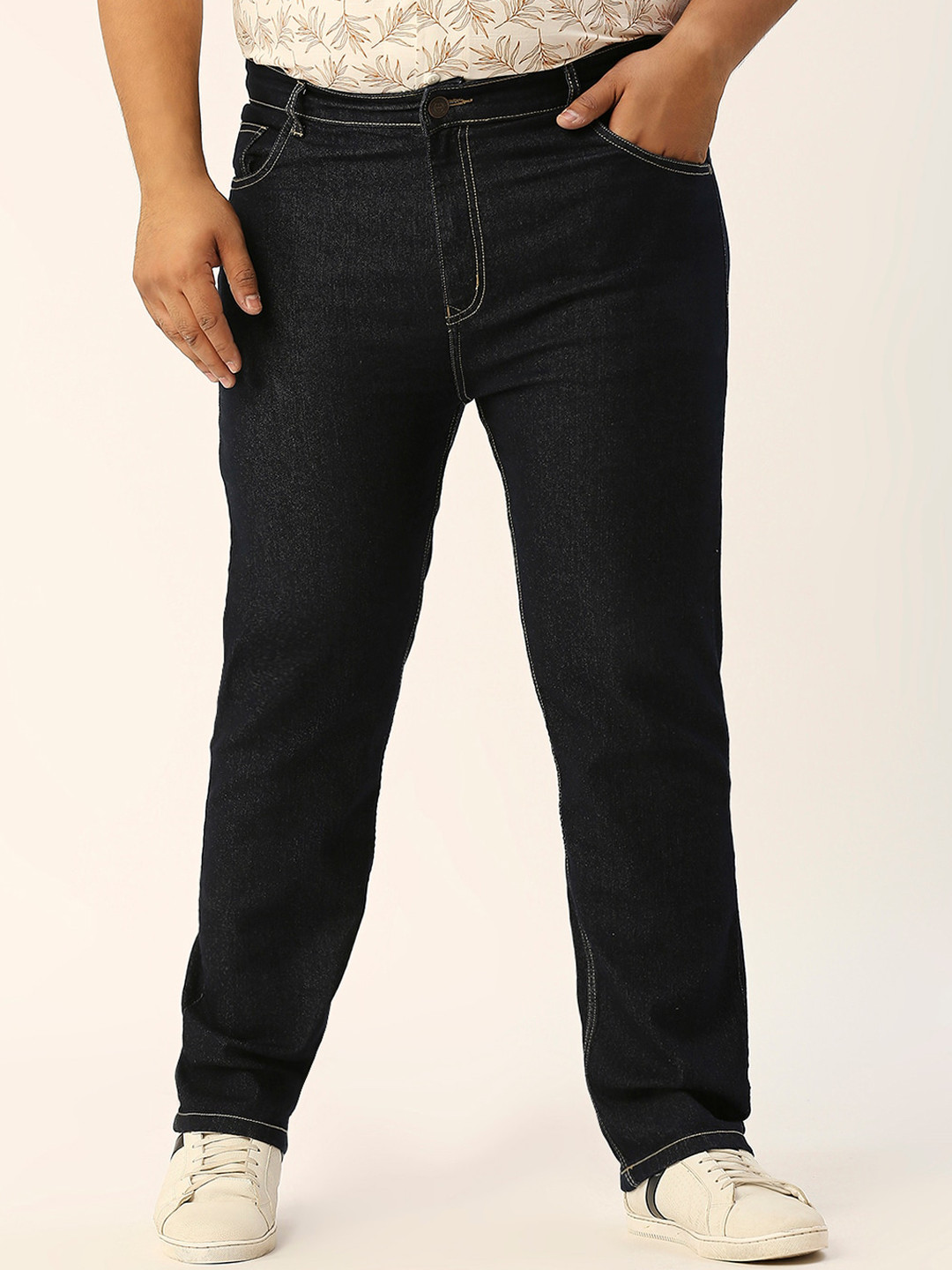 

ZUSH Men Plus Size Mid Rise Clean Look Stretchable Jeans, Blue