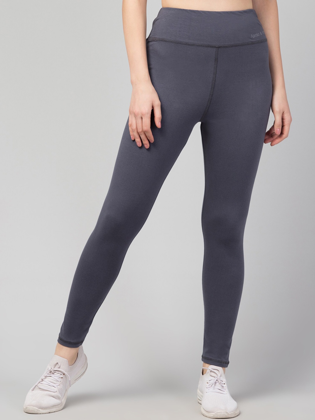 

Apraa & Parma Slim Fit High-Rise Ankle Length Gym Tights, Grey