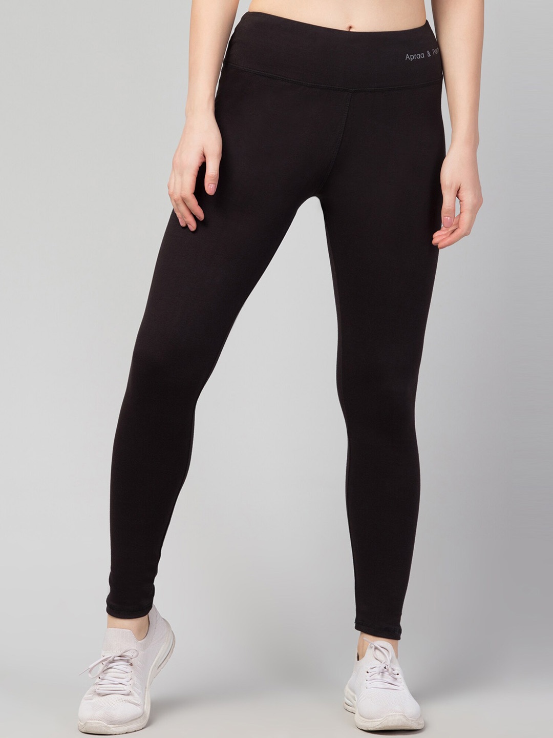 

Apraa & Parma Slim Fit High-Rise Ankle Length Gym Tights, Black