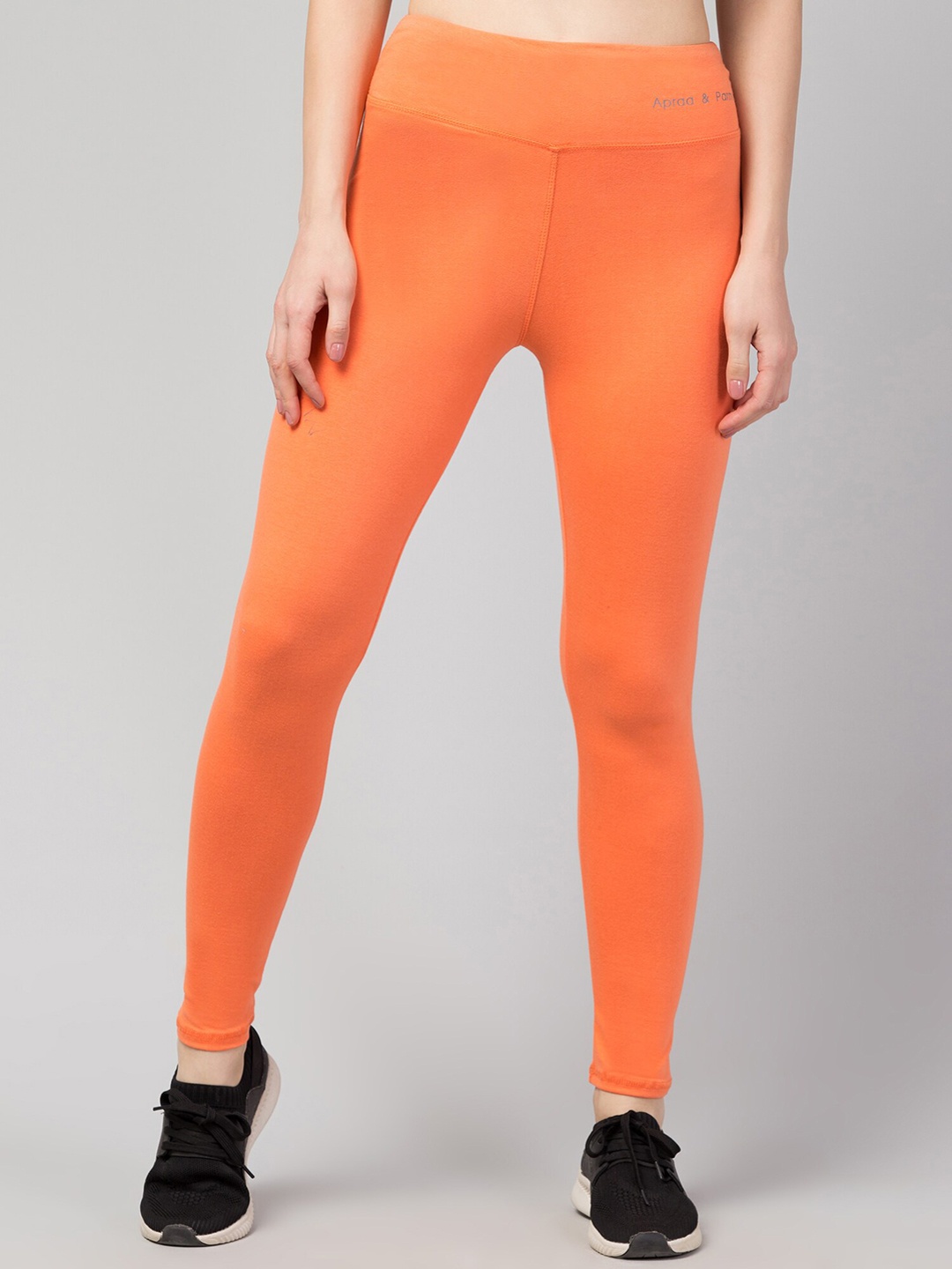 

Apraa & Parma Slim Fit High-Rise Ankle Length Gym Tights, Orange