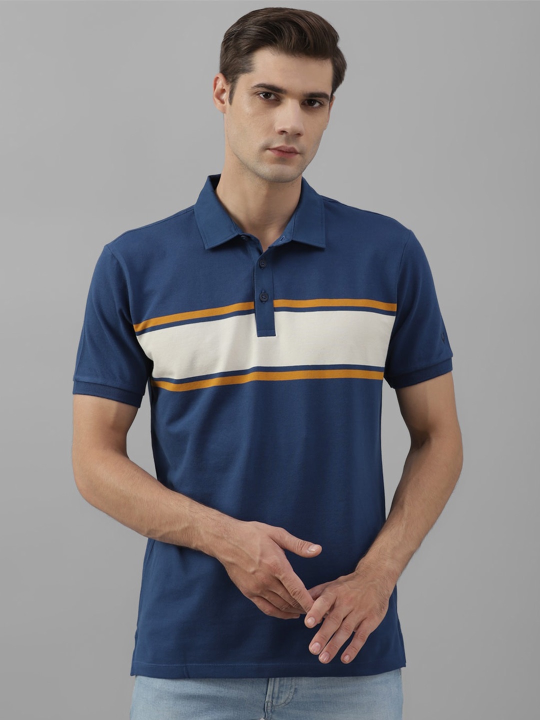 

Allen Solly Striped Polo Collar T-Shirt, Blue