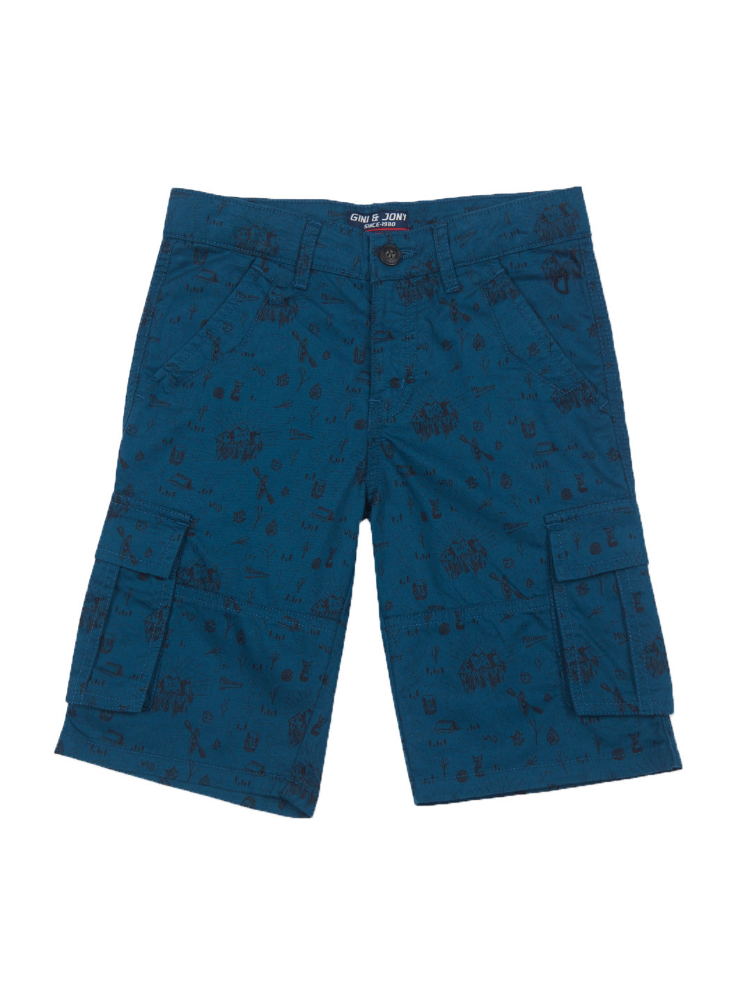

Gini and Jony Infants Boys Graphic Printed Cotton Cargo Shorts, Navy blue