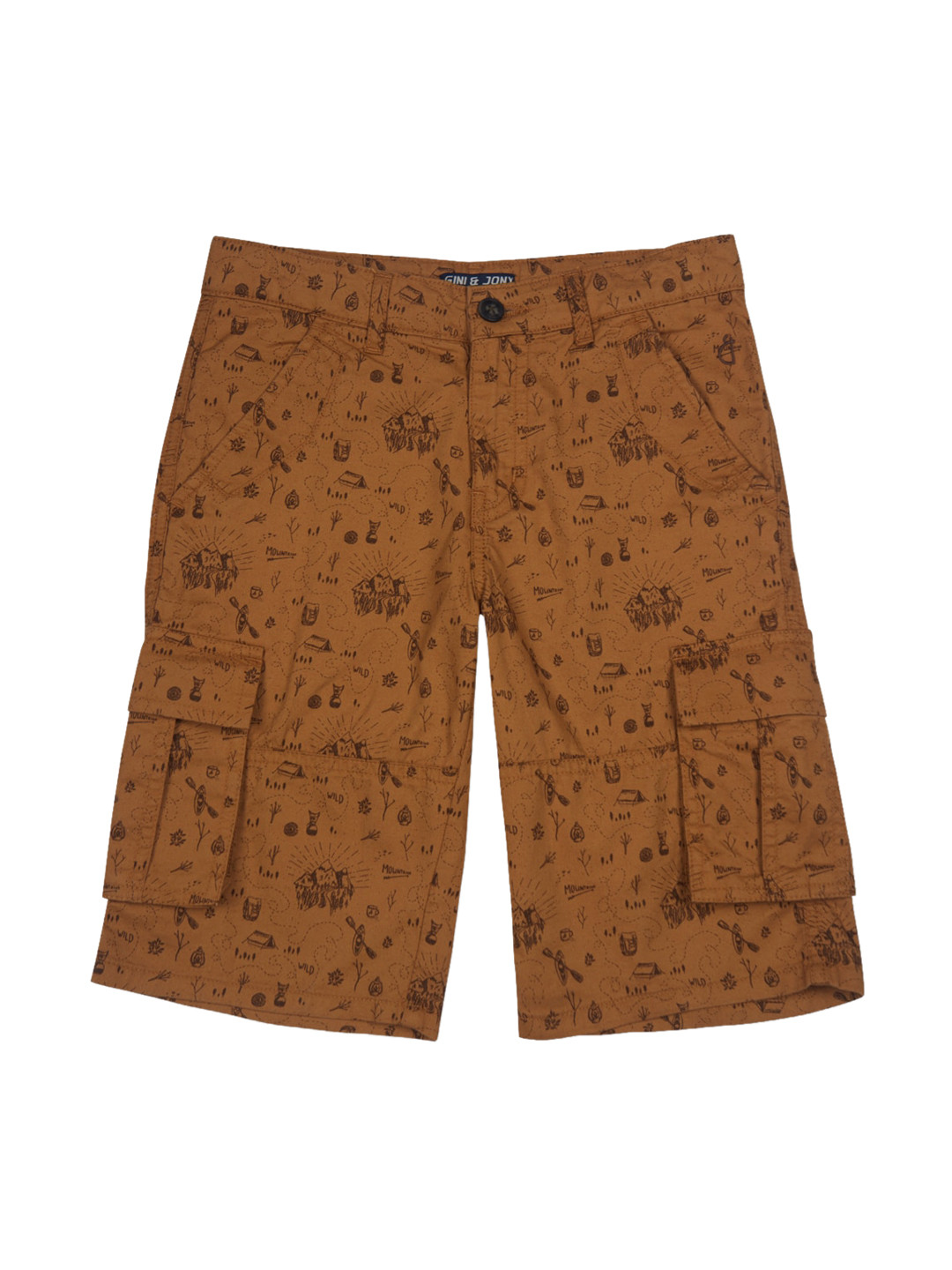 

Gini and Jony Boys Conversational Printed Cargo Shorts, Brown