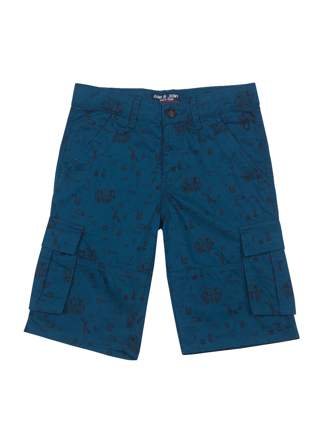 

Gini and Jony Boys Printed Cargo Shorts, Navy blue