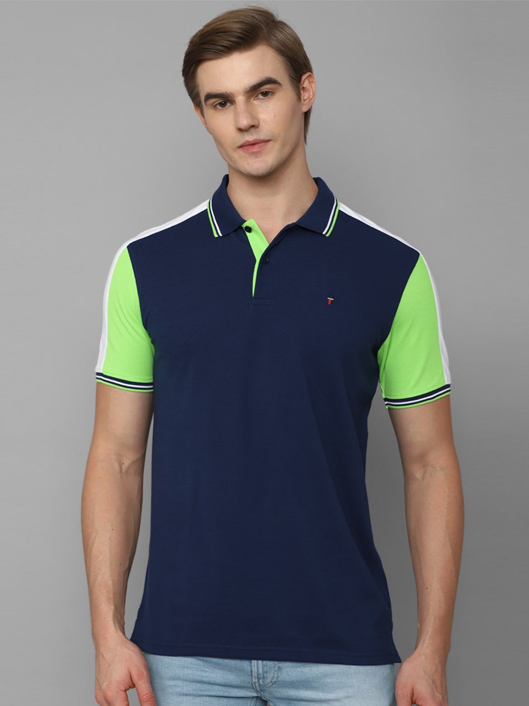

Louis Philippe Sport Colourblocked Polo Collar T-shirt, Navy blue