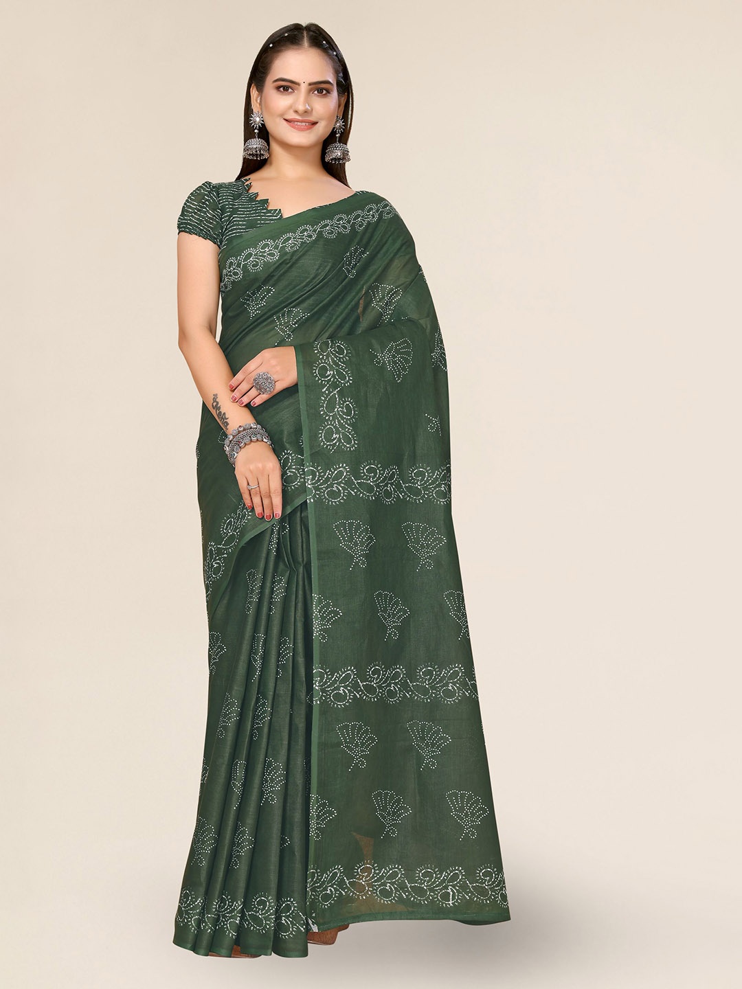 

DIVASTRI Ethnic Motifs Kota Saree, Green
