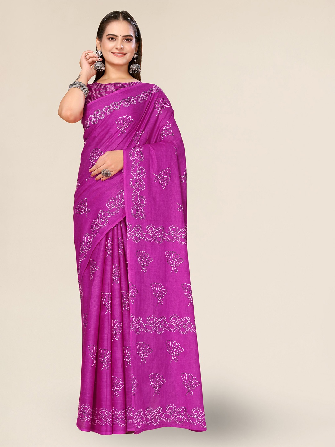 

DIVASTRI Floral Printed Saree, Pink