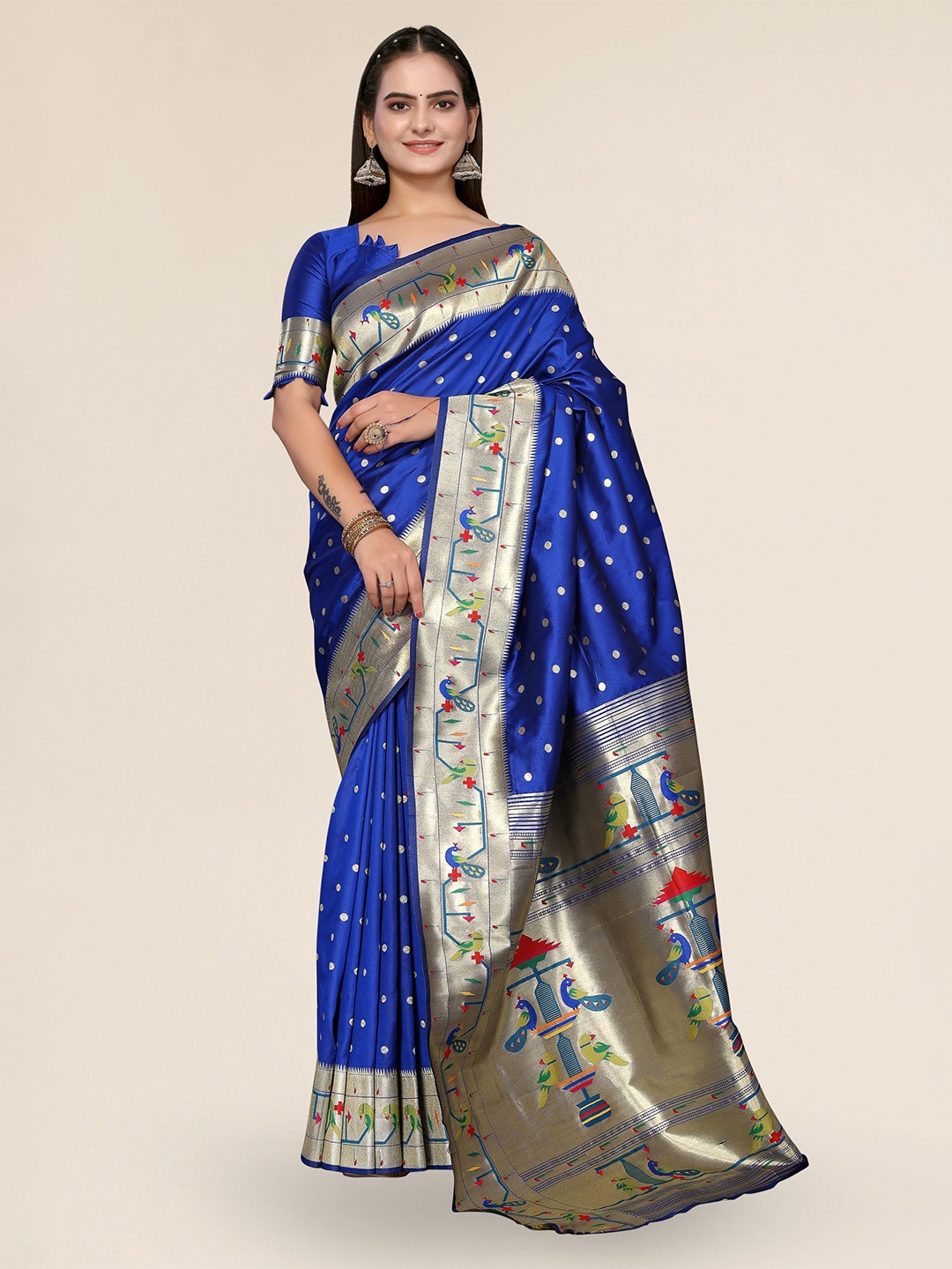 

DIVASTRI Ethnic Motif Woven Design Zari Paithani Saree, Blue