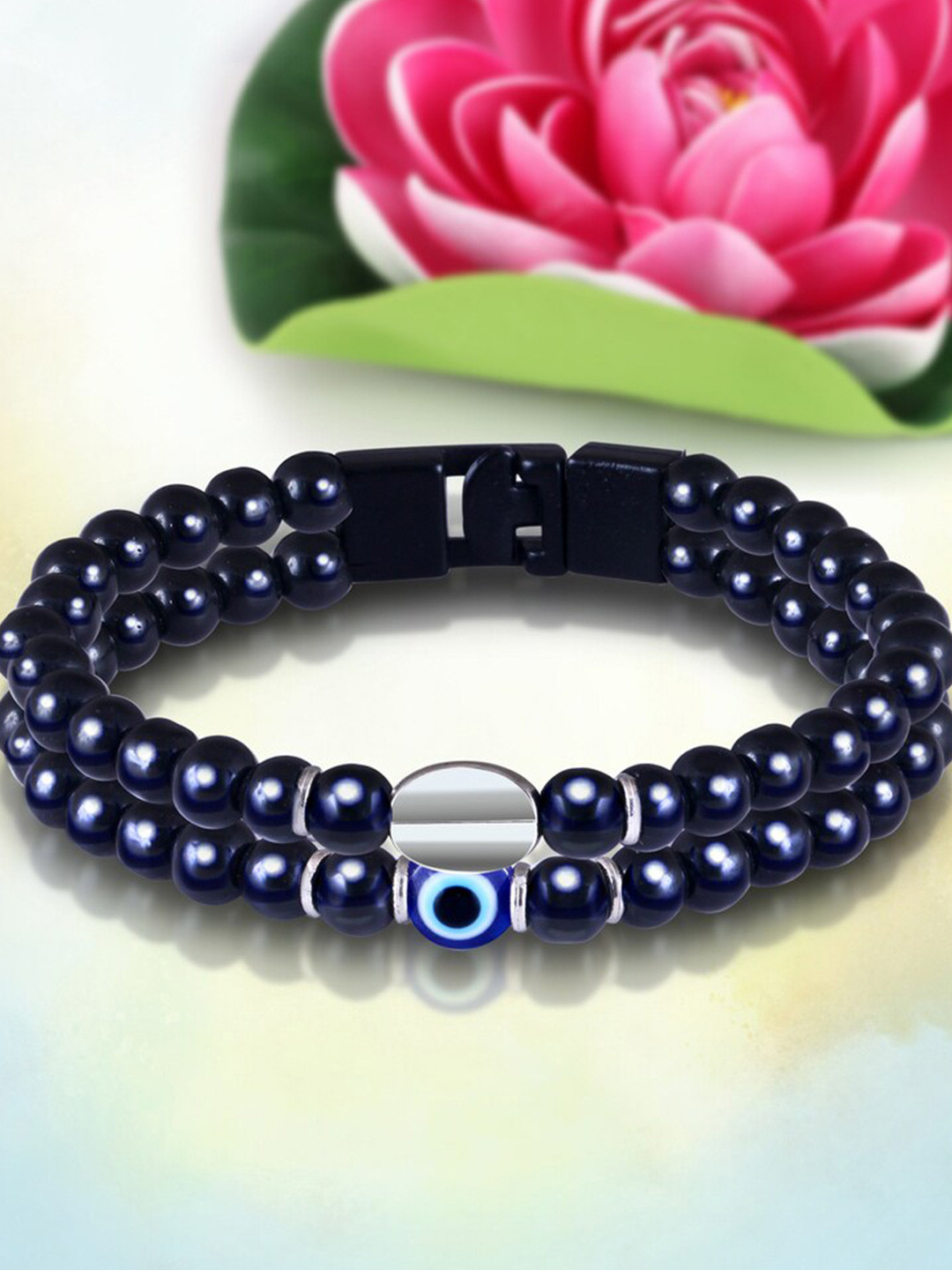 

MEENAZ Men Evil Eye Beaded Bracelet, Black
