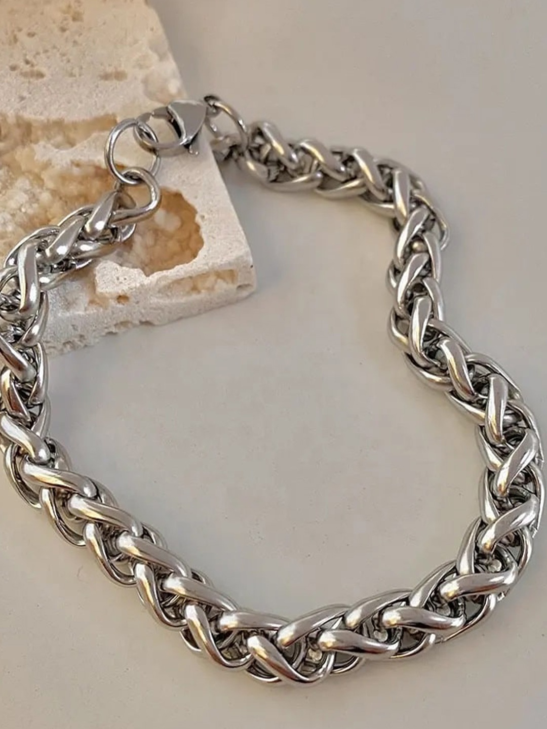 

MEENAZ Silver-Plated Stainless Steel Link Bracelet