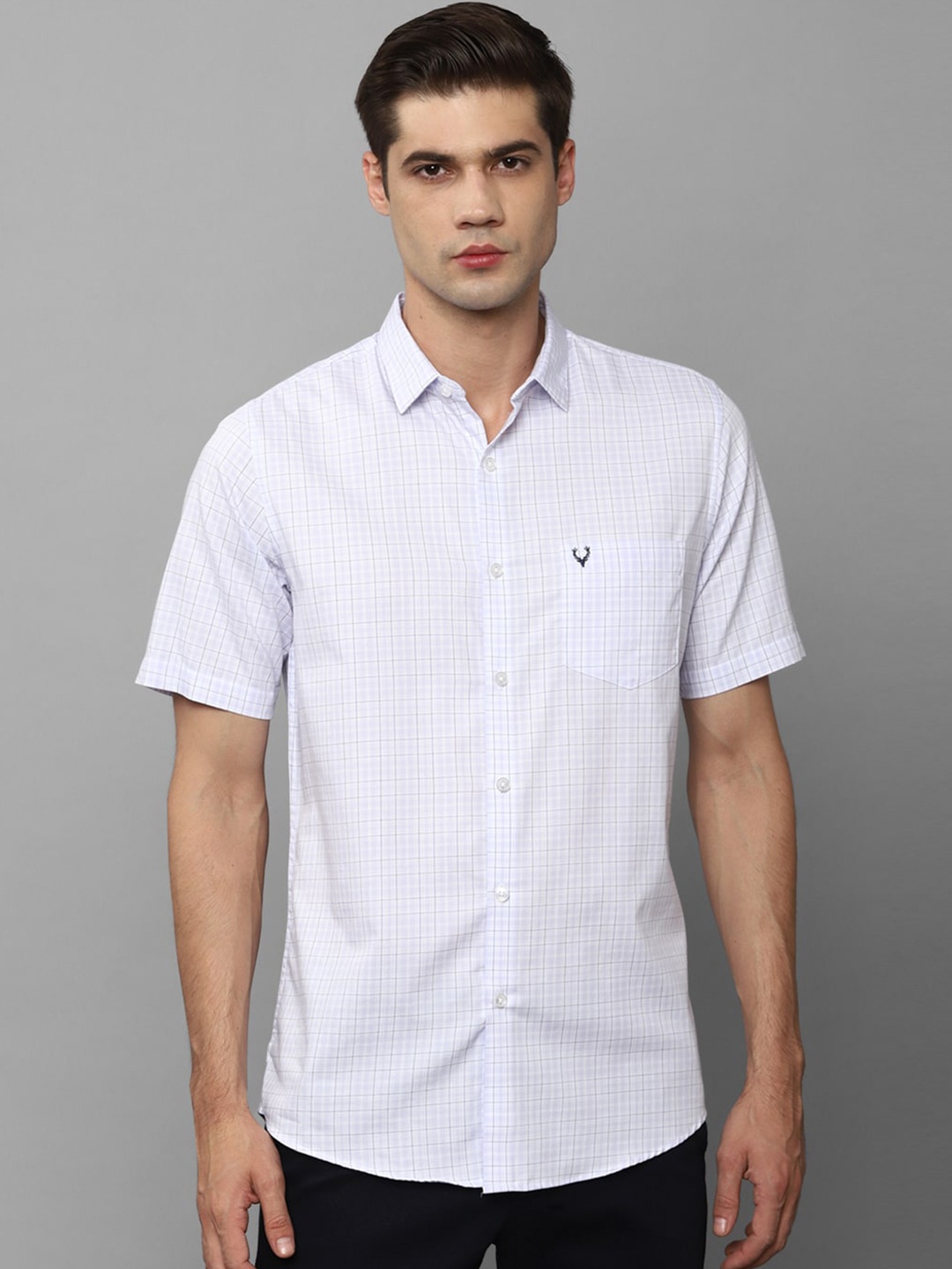

Allen Solly Slim Fit Micro Checked Pure Cotton Casual Shirt, White