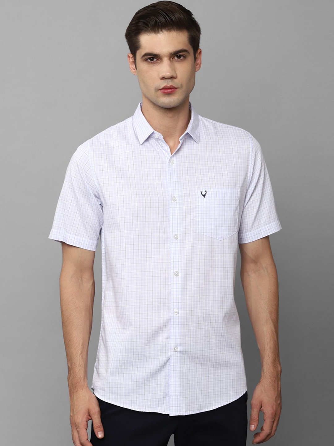 

Allen Solly Slim Fit Grid Tattersall Checked Pure Cotton Casual Shirt, Purple