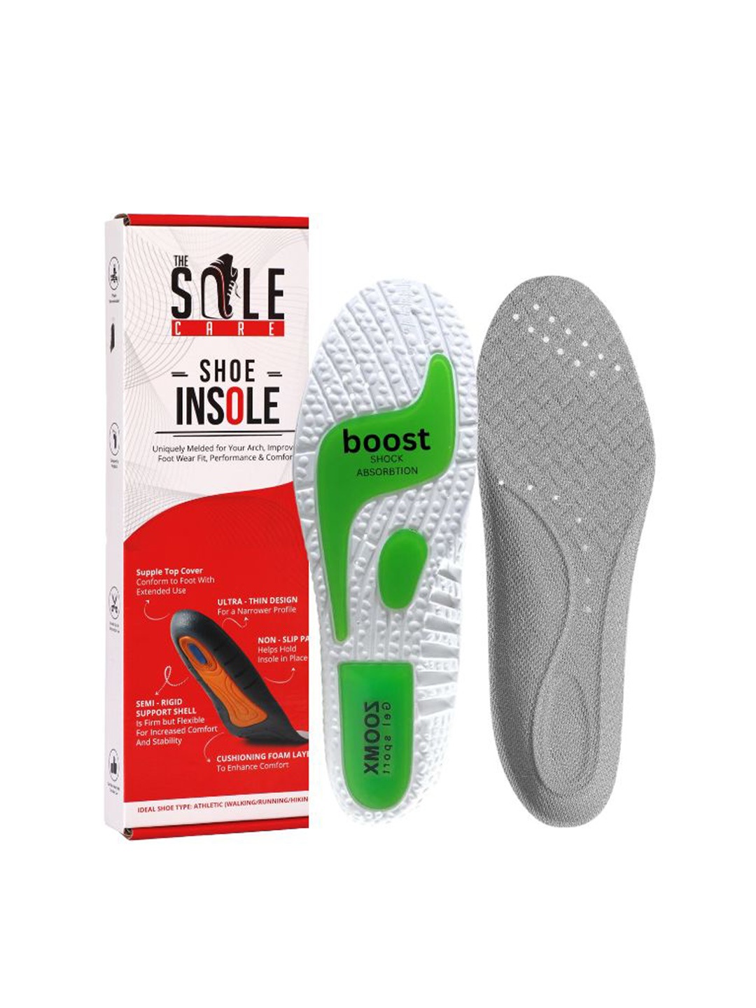 

royalkart Unisex Sweat Acsorb Shoe Insole, Grey