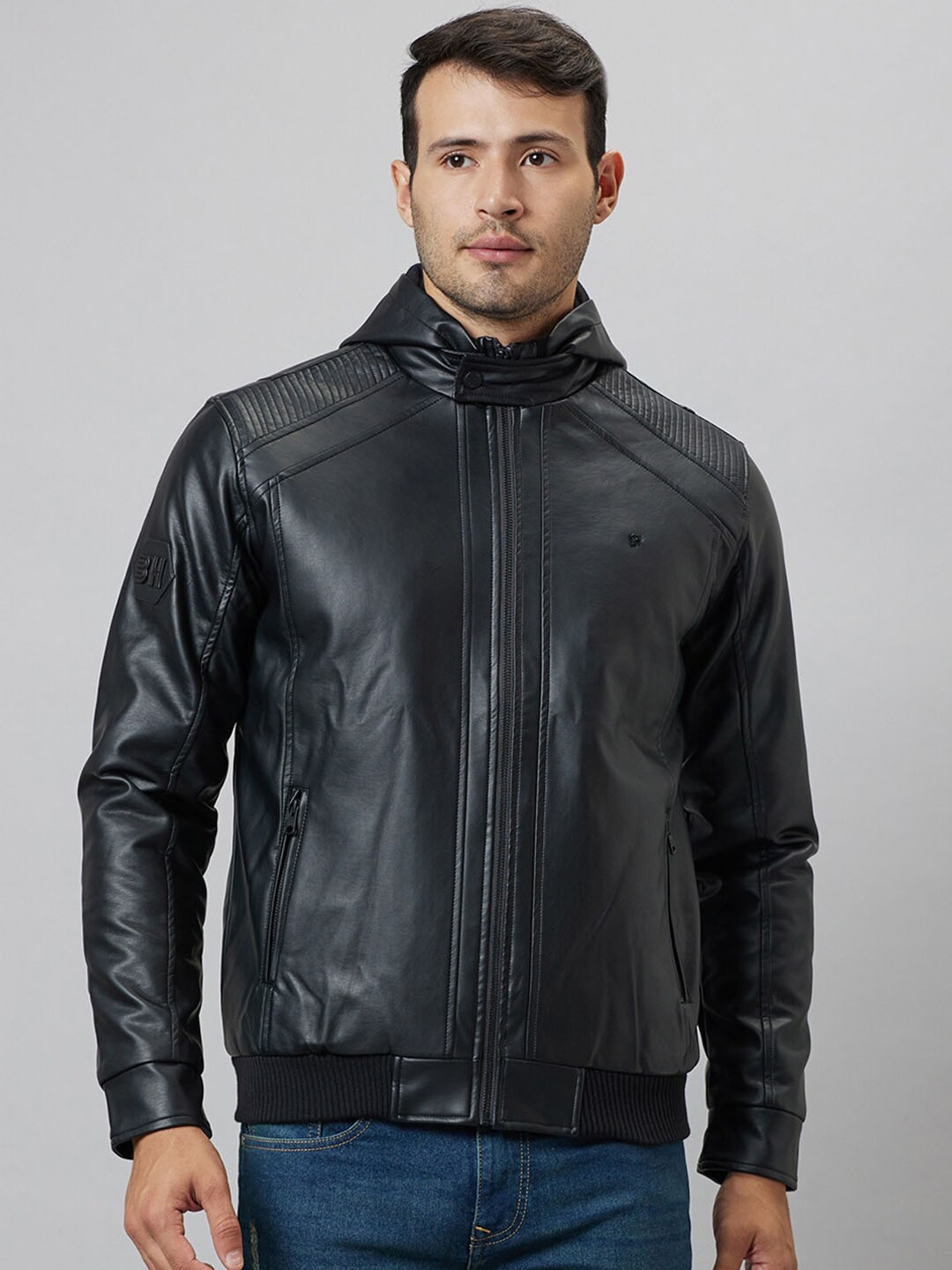 

Being Human Hooded Long Sleeves Biker Jacket, Black
