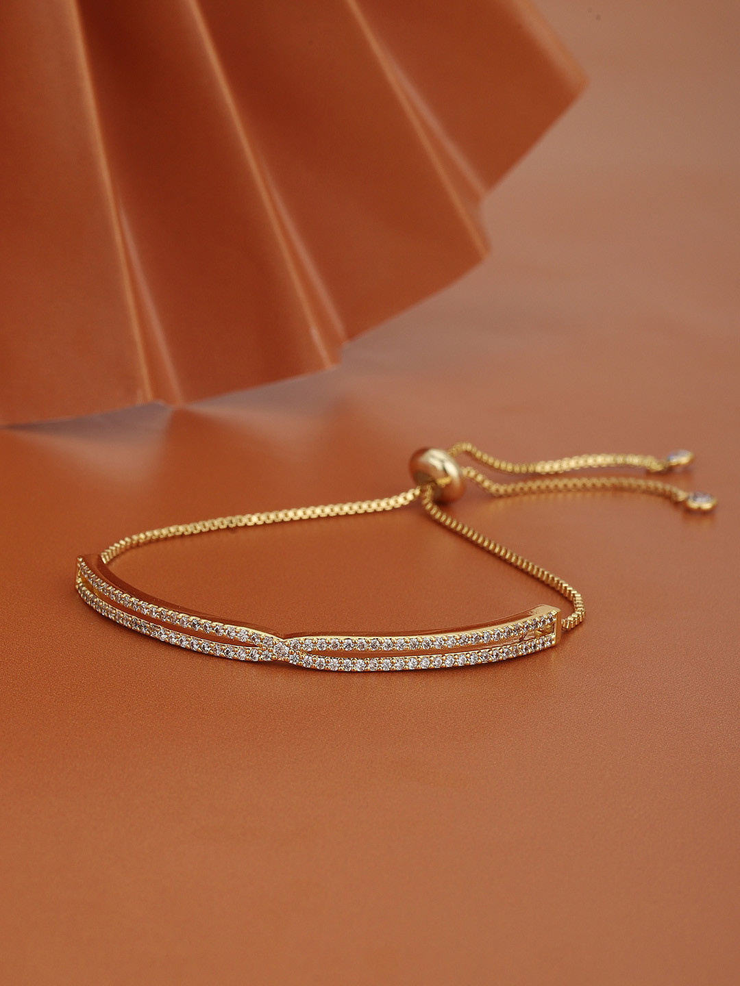 

Carlton London Women Gold-Plated Brass Cubic Zirconia Studded Bracelet