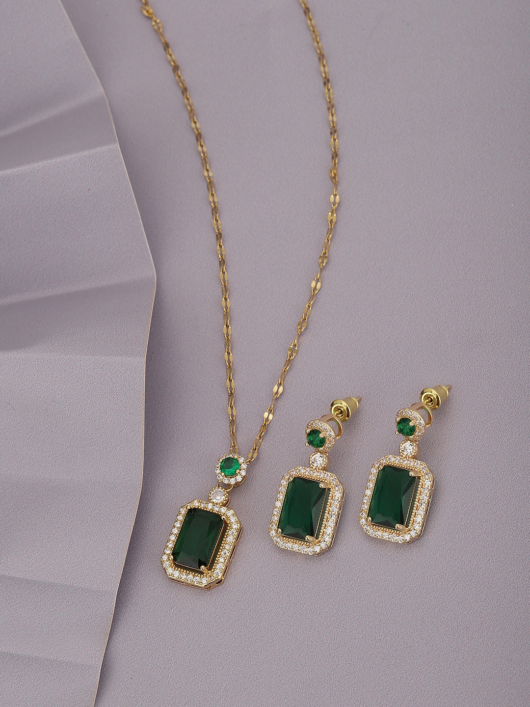 

Carlton London Premium Gold-Plated CZ Jewellery Set