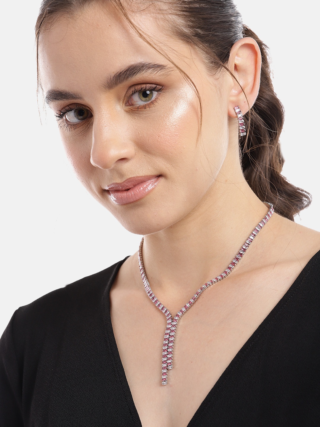 

Carlton London Premium Rhodium-Plated CZ Jewellery Set, Silver