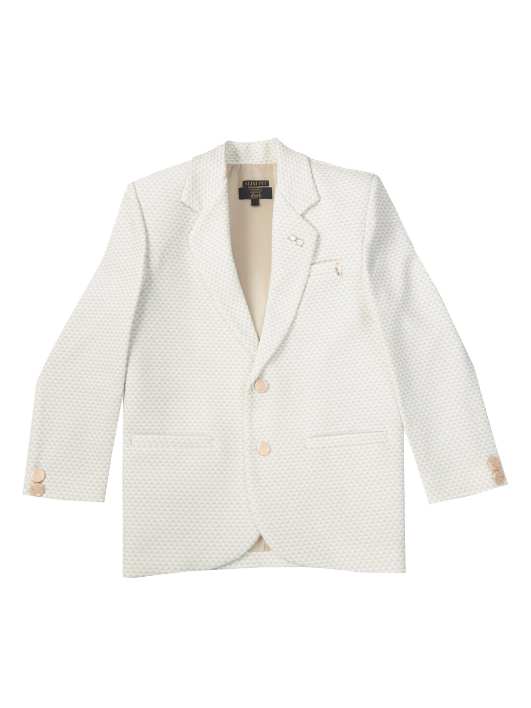 

Gini and Jony Boys Self-Design Cotton Single-Breasted Blazer, White