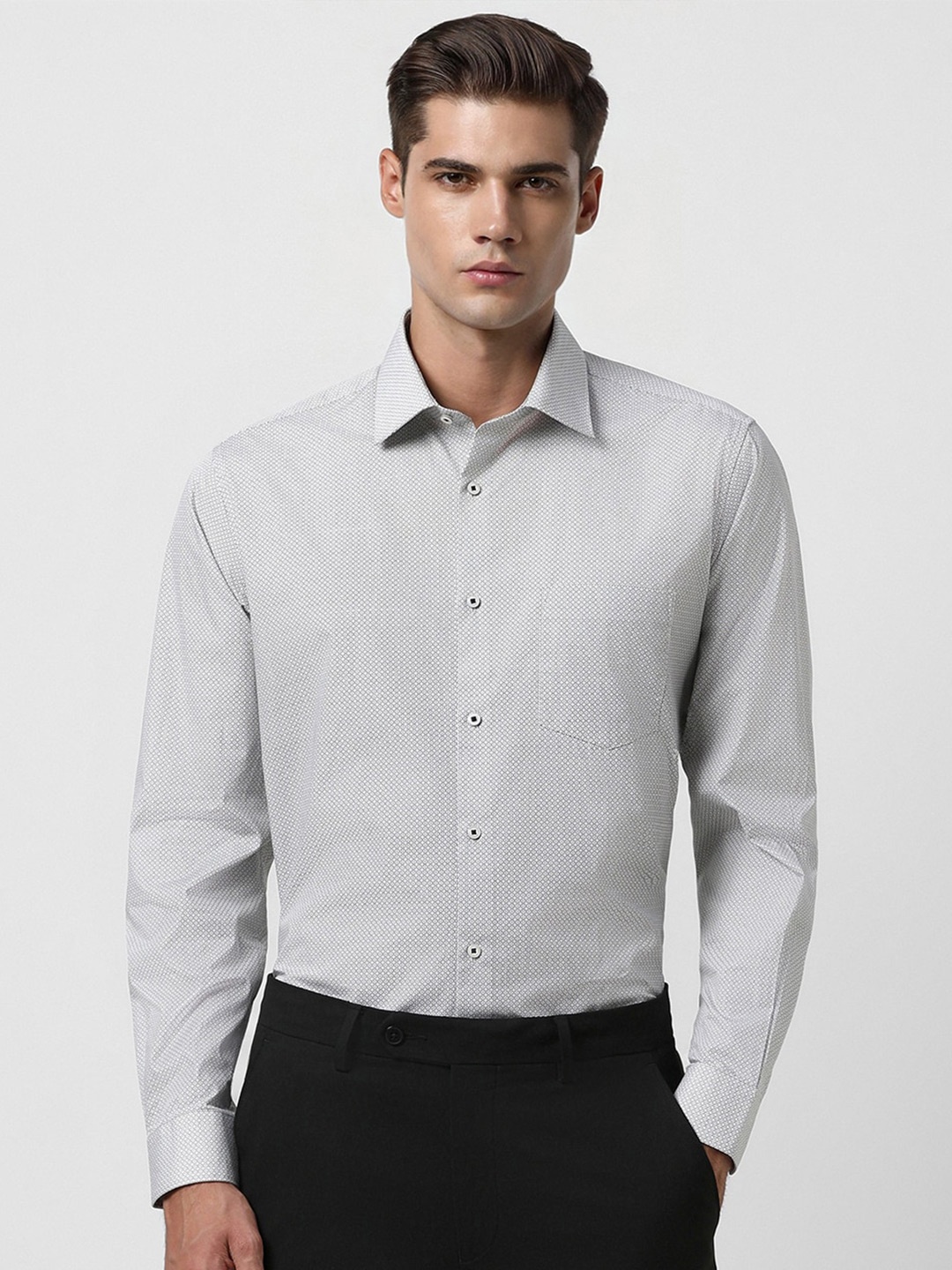 

Van Heusen Micro Ditsy Printed Pure Cotton Formal Shirt, White