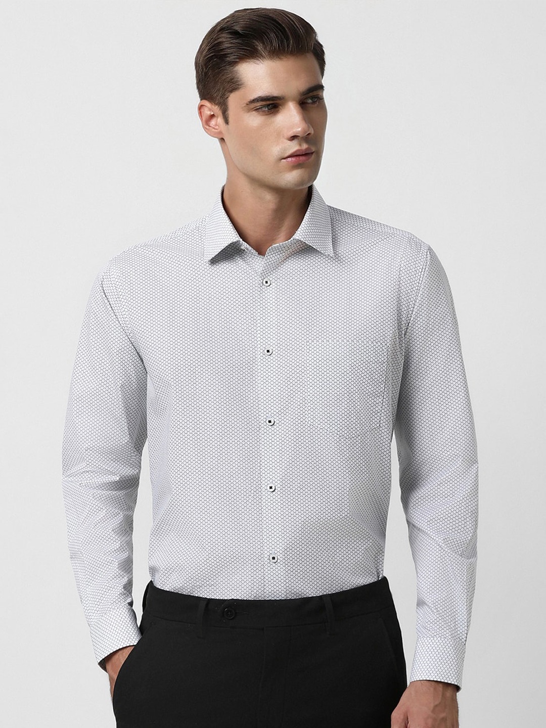 

Van Heusen Micro Ditsy Printed Pure Cotton Formal Shirt, White