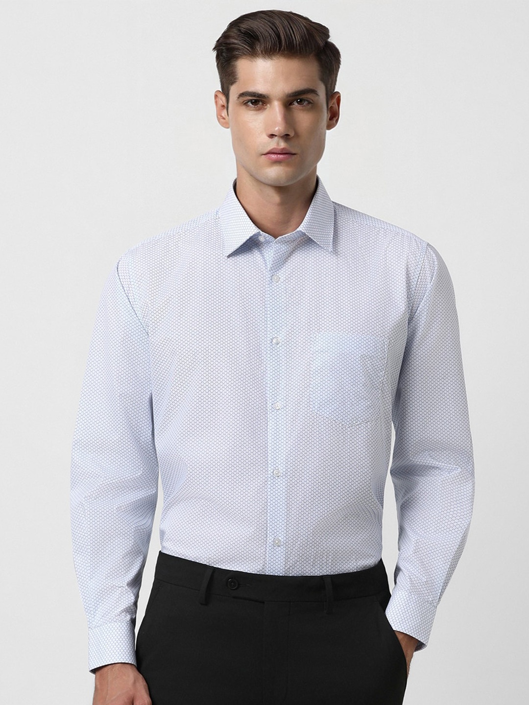 

Van Heusen Micro Ditsy Printed Pure Cotton Formal Shirt, Blue