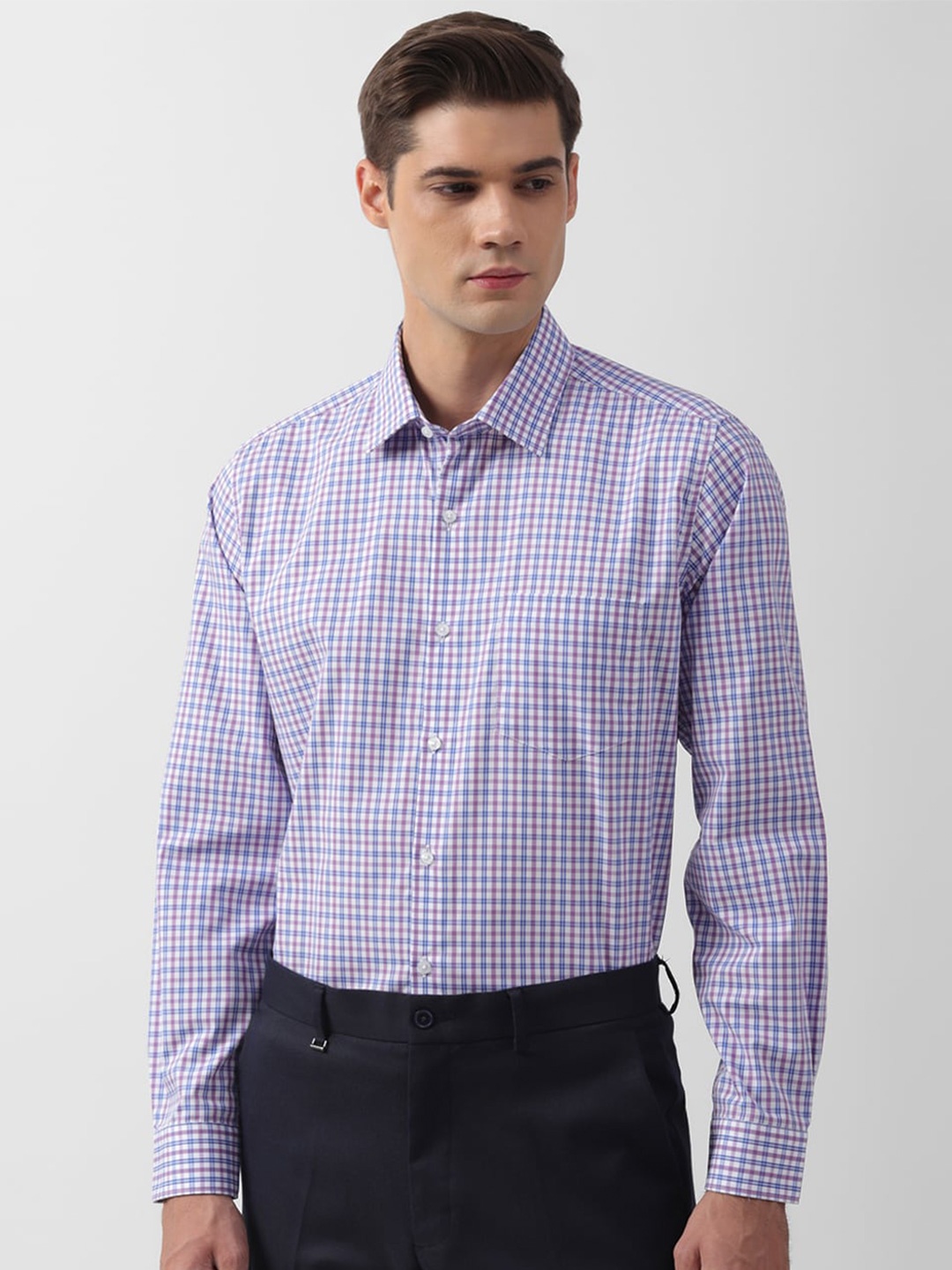 

Van Heusen Micro Checked Pure Cotton Formal Shirt, Purple