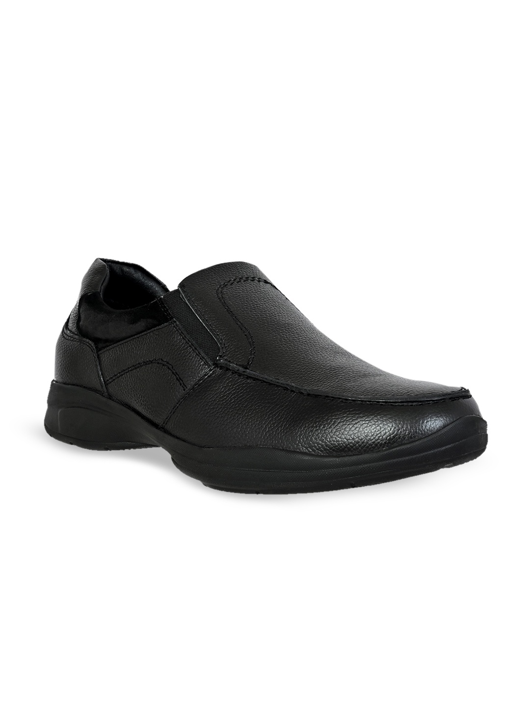 

KICKSFIRE Men Textured Leather Waterproof Lining Slip-On Sneakers, Black