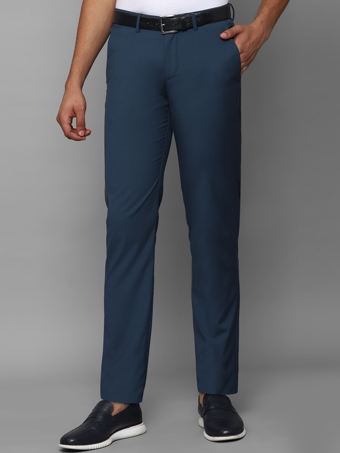 

Allen Solly Men Slim Fit Mid Rise Trousers, Blue