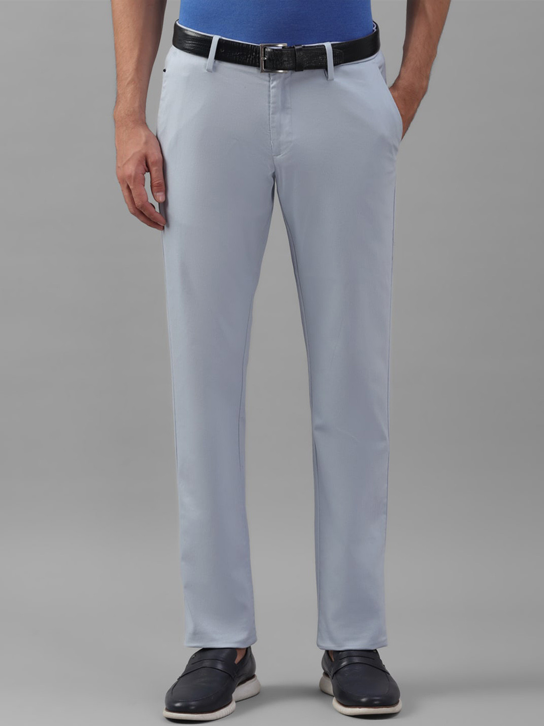 

Allen Solly Men Mid Rise Slim Fit Cotton Formal Trousers, Blue