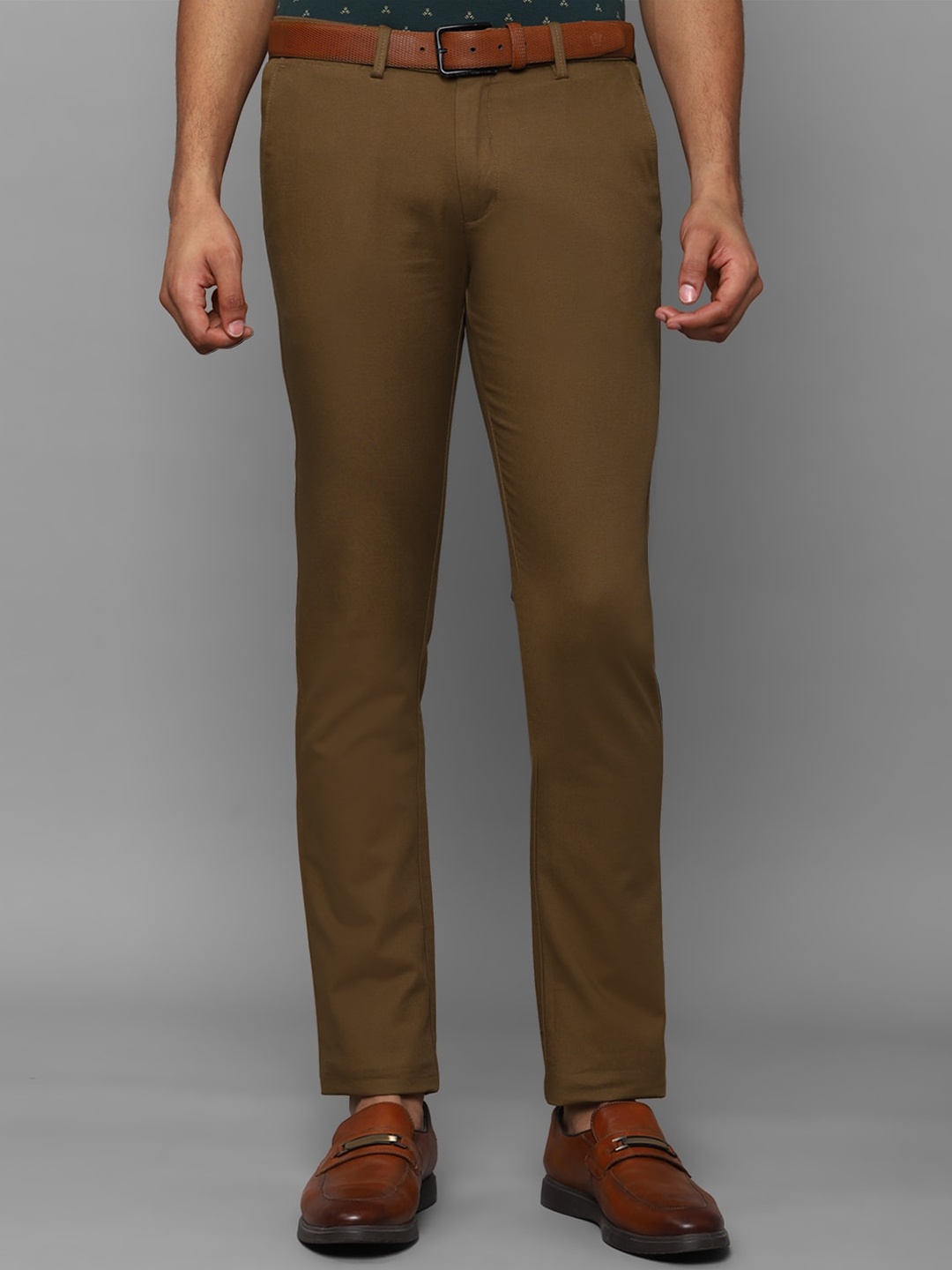 

Allen Solly Men Mid Rise Slim Fit Cotton Formal Trousers, Brown